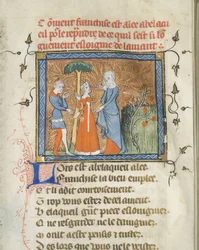 Miniatura da un manoscritto del Roman de la Rose di Guillaume de Lorris e Jean de Meun, ca 1365