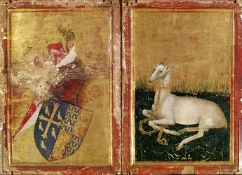 Stemma e White Hart, da "Il dittico di Wilton" 1395-99 circa (tempera all