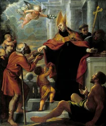 San Tommaso di Villanova che distribuisce elemosine ai mendicanti Dipinto di Mateo Cerezo