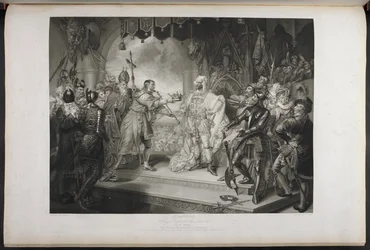 Re Riccardo II. Atto IV. Scena I. Re Riccardo, Bolingbroke, York, Aumerle, ecc. Alla casa del Parlamento, c.1803 (incisione)