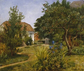Giardino estivo con casa