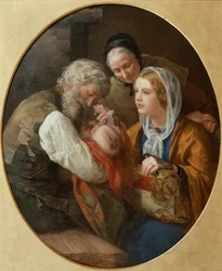 Giovane madre in visita dai genitori