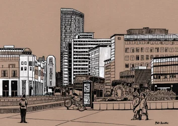 Wellesley Road - Croydon, 2016 (inchiostro acrilico su tavola)