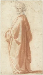 Studio di un modello in mantello ampio