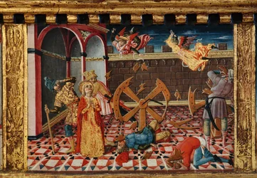 Madonna e Bambino con i santi Giacomo, Agostino, Bernardino e Margherita, primi decenni del XIV secolo