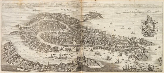 Panorama di Venezia. Da Newe Archontologia cosmica di Johann Ludwig Gottfried