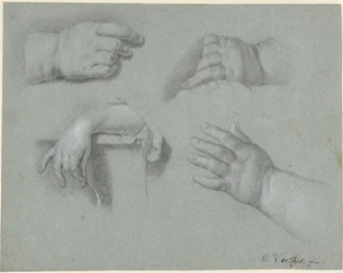 Foglio di studio con quattro mani