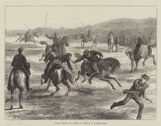 Ufficiali che giocano a polo a Woolwich-Common