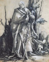 San Giovanni nella foresta, ca 1515, di Matthias Grünewald, gesso nero su carta. Germania