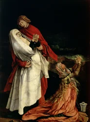 Vergine e Maria Maddalena ai piedi della Croce, particolare della Pala di Isenheim, 1510-15 circa (particolare di 3706)