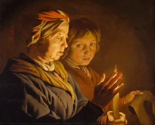 Vecchia donna e un ragazzo alla luce della candela, 1630-1650