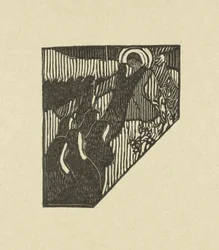 Illustrazione con la crocifissione di Cristo e suore presso una poesia nella raccolta Sagesse di Paul Verlaine