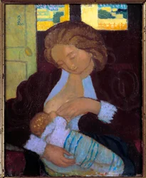 Giovane donna che allatta al seno XX secolo
