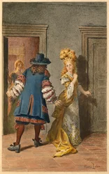 Moliere , Armande e Madeleine Bejart (illustrazione)