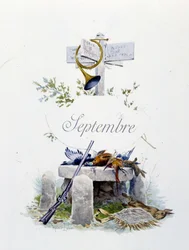 Settembre "La Chanson du mois" di Jérôme Doucet, illustrazione - Maurice Leloir, ed. Reims 1904. L. Michaud