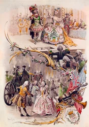 Menu di nozze con illustrazione di Maurice Leloir