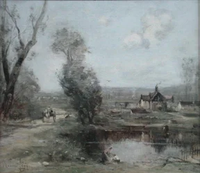 Un sentiero lungo un fiume nel nord della Francia