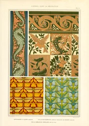 Motivi animali negli ornamenti Art Nouveau (litografia)