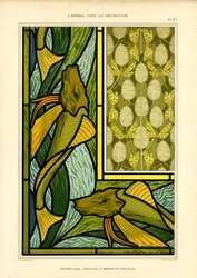 Composizioni Art Nouveau con pesci e libellule (litografia)