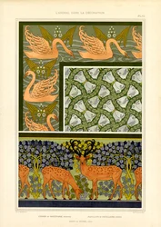 Disegni Art Nouveau ispirati alla natura con motivi di animali (litografia)