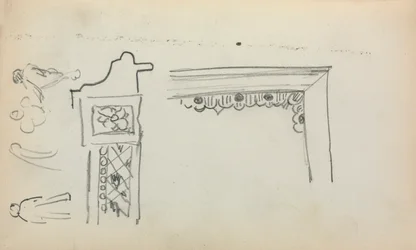 Quaderno di schizzi italiani: Dettagli architettonici e figure (pagina 199)