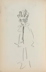 Quaderno di schizzi italiano: Donna in piedi vista di 3/4 (pagina 126)