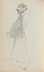Quaderno degli schizzi italiano: Donna in piedi di profilo (pagina 130)