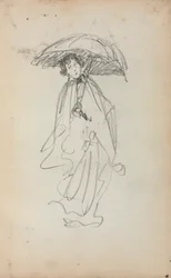 Quaderno degli schizzi italiano: Donna in piedi con ombrellino (pagina 259)