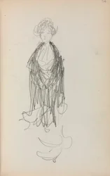 Quaderno degli schizzi italiano: Donna in piedi con scialle (pagina 54)