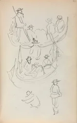 Quaderno di schizzi italiani: Due gondole con figure