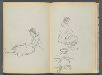 Libro di schizzi - The Granite Shore Hotel, Rockport, pagina 048 e 49: Figure femminili sedute