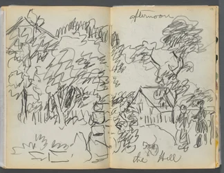 Sketchbook- The Granite Shore Hotel, Rockport, pagina 104-105: "Pomeriggio, la collina".