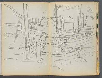 Sketchbook- The Granite Shore Hotel, Rockport, pagina 114 e 115: Figure su una barca a vela