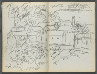 Taccuino di schizzi, The Dells, N° 127, pagina 096 e 97: Paesaggio con case
