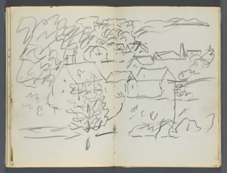 Taccuino di schizzi, The Dells, n. 127, pag. 108 e 109: Paesaggio con case