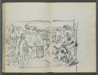 Sketchbook, The Dells, N° 127, pagina 154 e 155: Paesaggio con case