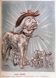 Caricatura di Louise Michel come un cane "razza terranova, nessuna ricompensa, ha passato la sua esistenza salvando i disgraziati"