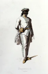 Il personaggio di Brighella nel 1570. Maurice Sand “Maschere e Buffoni” Parigi XIX secolo. (Maurice Sand era il figlio di George Sand).