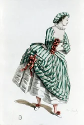 Costume e maschera di Colombina (Corallina) nel 1855, personaggio femminile della commedia dell