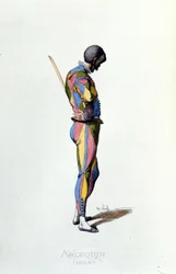 Arlecchino nel 1858. Maurice Sand "Maschere e Buffoni" Parigi XIX secolo
