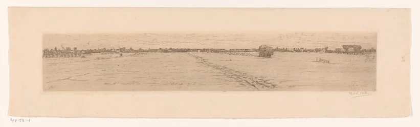 Paesaggio di pascolo con carro di fieno