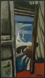 Vista sul mare, rosso, grigio, blu