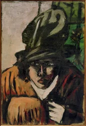 Donna con cappello e manicotto