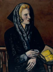 Signora con cappuccino grigio