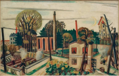 Paesaggio vicino a Francoforte, con fabbrica