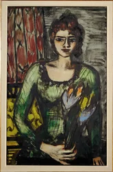 Ritratto di Quappi (la seconda moglie di Beckmann, Mathilde) con maglione verde