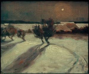 Paesaggio innevato al chiaro di luna