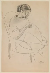 Studio di una donna che cuce
