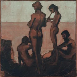 Quattro giovani uomini al mare (Giovani uomini al mare – Quattro figure maschili al mare)