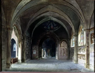 Decorazione per “Die Meistersinger” o “I maestri cantori di Norimberga”, opera di Richard Wagner. Scenografia di Bruckner, Atto I. Museo Wagner Bayreuth